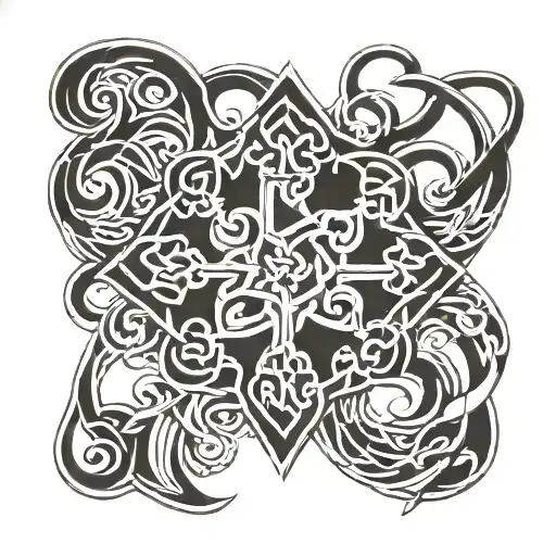 Nordic Symbols Integrated Into Celtic Knot Work