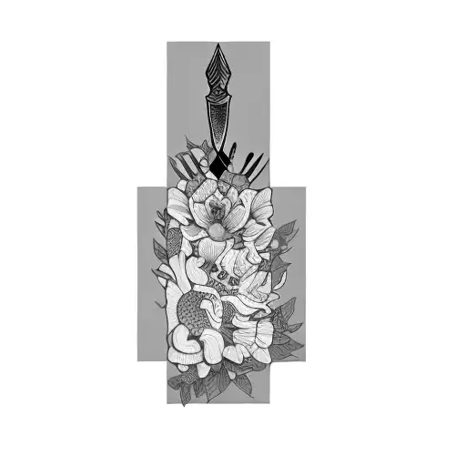 A Dagger Stabbing Through Flowers