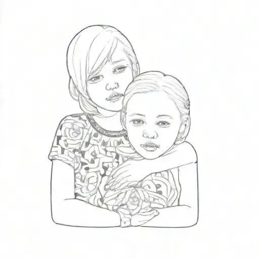 Two Little Girls Hugging Each Other Representing Strength