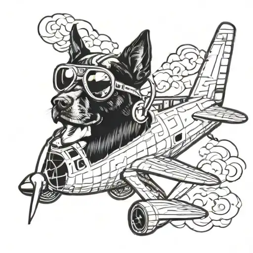 A Dog Wearing Aviator Goggles Flying A Plane