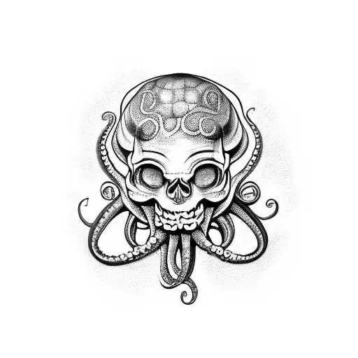 Octopus With Human Skull As A Head
