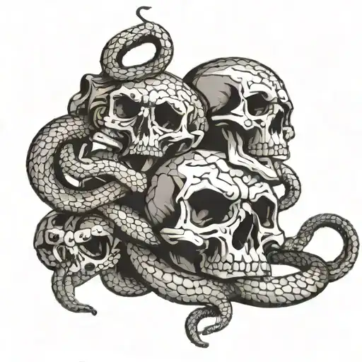 Skulls And Snake Slithering
