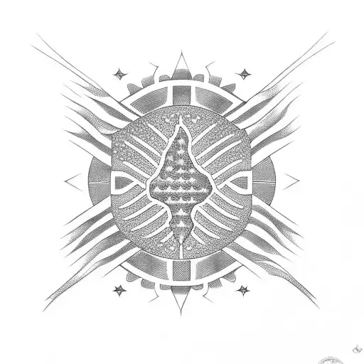 American Flag With Native American Pattern