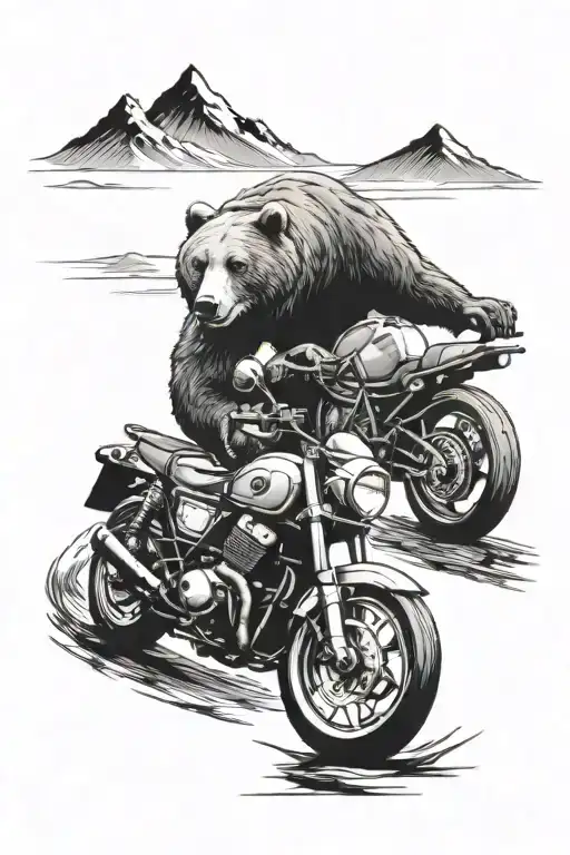 Motorcycle And Bear