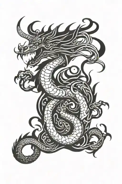 A Dragon Surrounded By Musical Notes Swirling