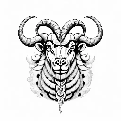 Aries Symbol Morphed Into A Majestic Ram With Intricate Dotwork Details