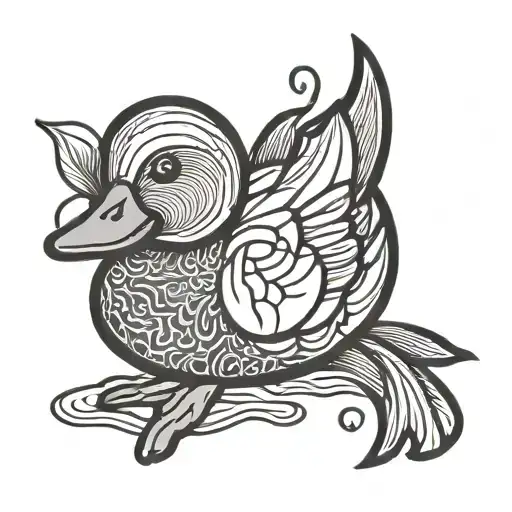 Fine Line Duck Cute Cartoonish