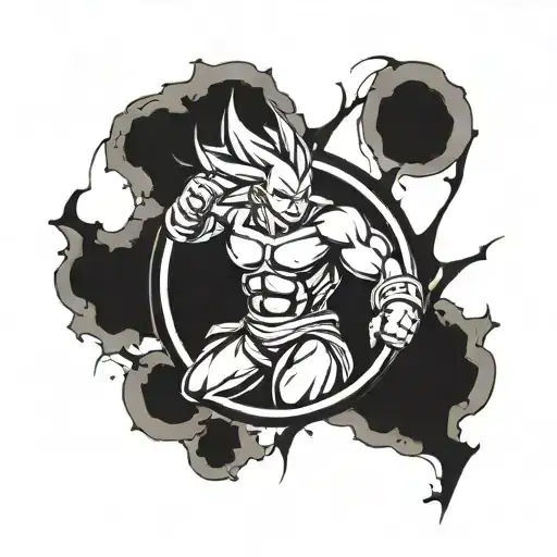 Majin Buu Symbol Mixed With Planet Vegeta Symbol Incorporated