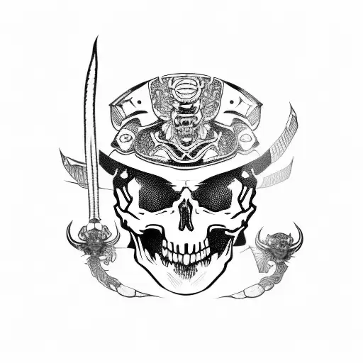 Skull With Samurai Helmet
