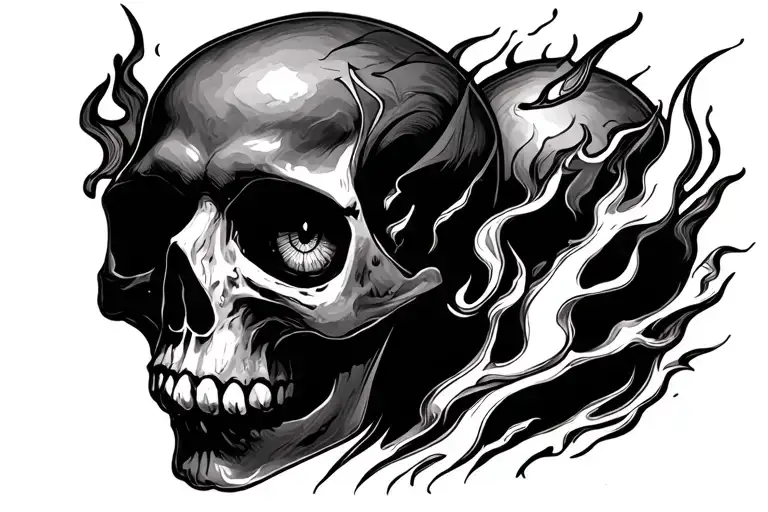 Skull With Fire In Eyes