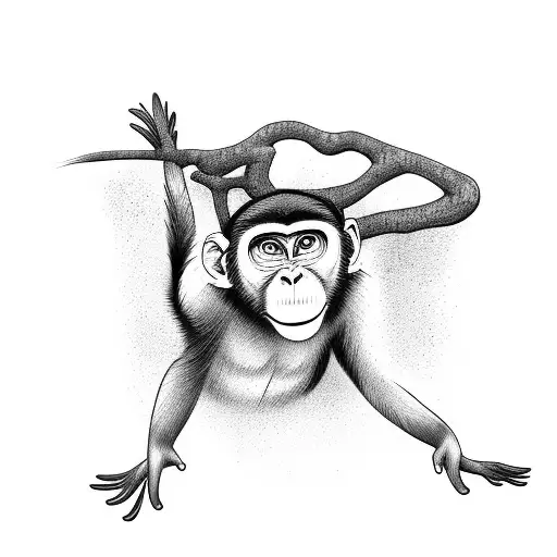 Monkey Hanging On Tree