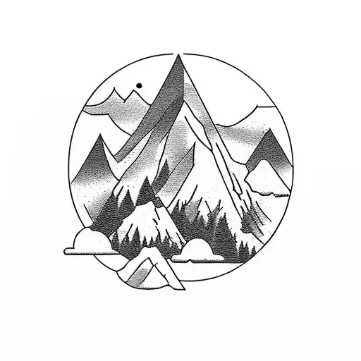 A Serene Mountain Landscape With A Coffee Cup Nestled Among The Peaks