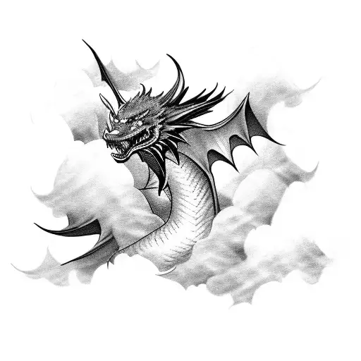 A Majestic Black Dragon Soaring Through The Clouds