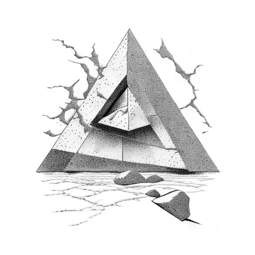 A Tattoo Of A Rock Formation Resembling The Iconic Pink Floyd Album Cover