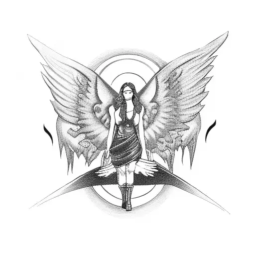 Angel Pulling Someone Upward While Demon Pulls Them Down