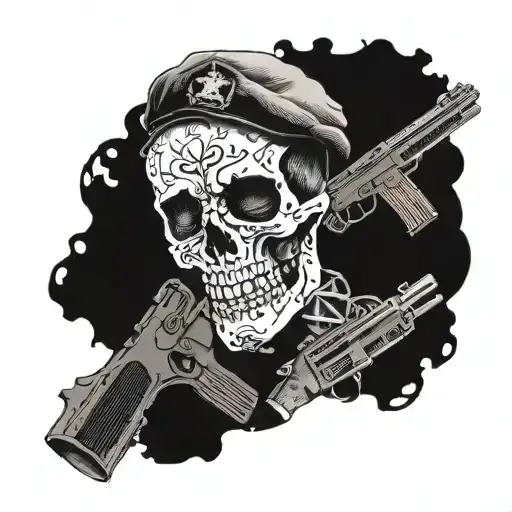 Skull And Gun And Prison Guard