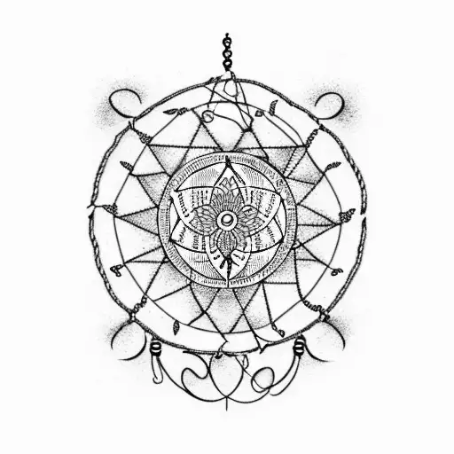 Grandma And Grandpa's Initials Intertwined With A Dreamcatcher