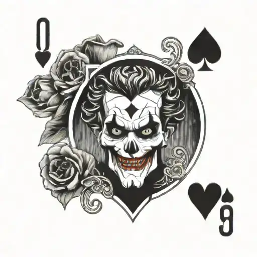 Joker Playing Card With Half Human And Half Skull Showing