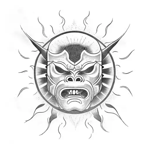 Sun With Oni Mask
