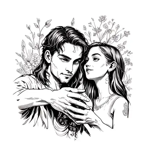 A Guy And A Girl Hold Out Their Hands To Each Other