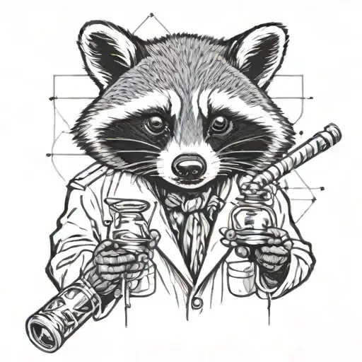 Racoon In A Lab Coat Holding Dna Sample