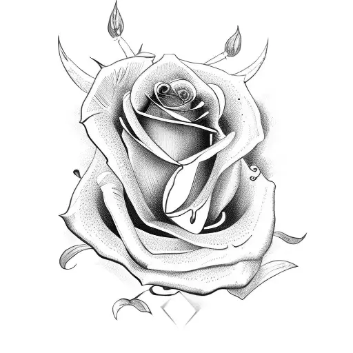 Knife Crossed With Rose