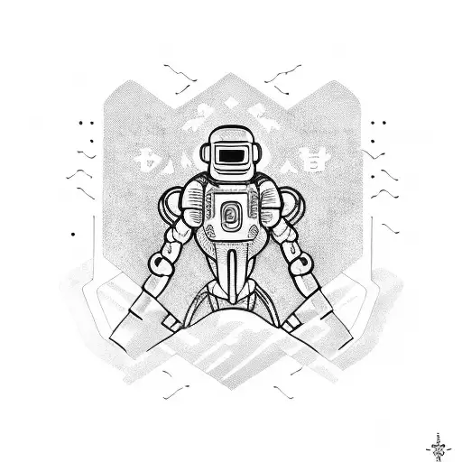 A Martial Arts Master In A Robotic Exoskeleton Sailing Through Space On A Vessel