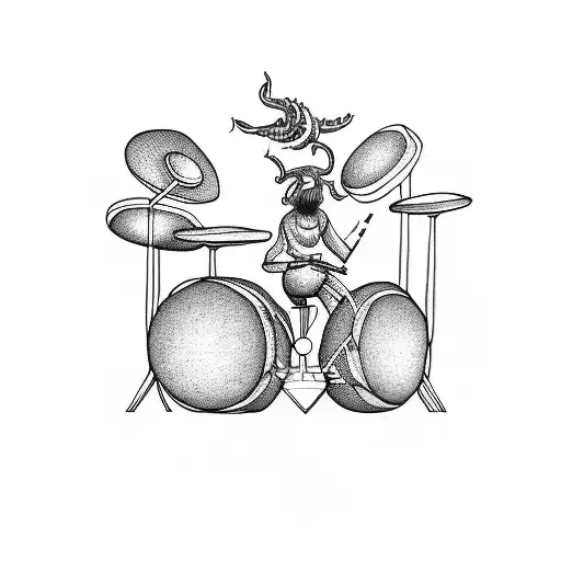 A Drummer Playing A Drum Set On Top Of A Giant Kraken
