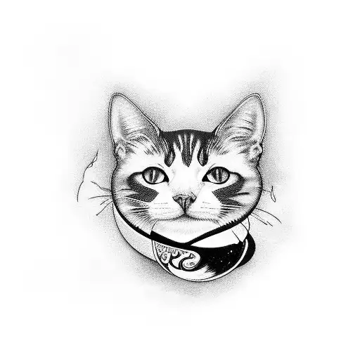 A Mesmerizing Black And White Cat Gazing At Its Reflection In A Tranquil Pond With Coi Fishes