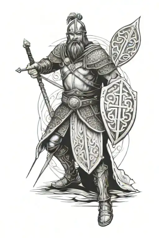 Irish Warrior With Spear And Shield