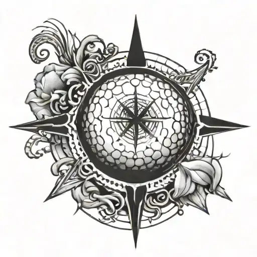 A Golf Ball Morphing Into A Compass Rose