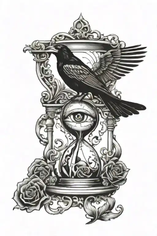 Evil Vs God Hour Glass With An Eye N A Crow