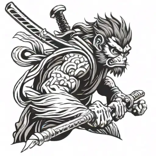 Wukong Wielding A Katana