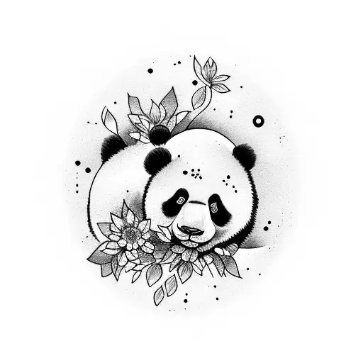 Flower With Panda With Galaxy