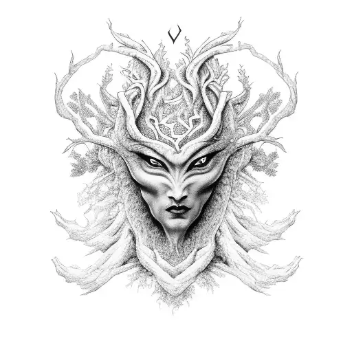 A Mythical Forest Creature Emerging From A Serene Lake