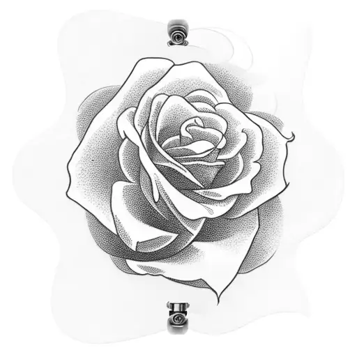 Cross Tattoo Wrapped Around Beautiful Roses And A Chinese Skateboard Around It