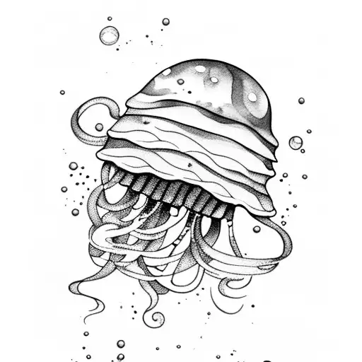 Watercolor Jellyfish Floating In A Sea Of Pastel Desserts