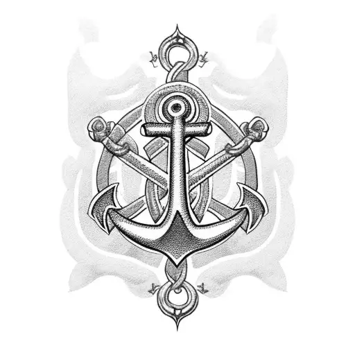 Anchor With Fleur-de-lis And Ruby