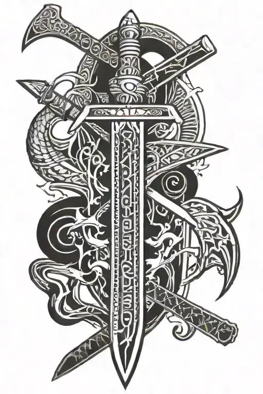 Egyptian Sickle Crossing With A Templar Sword