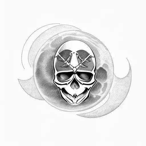 Ghost Skull Under A White Cloth Flying In Front Of The Moon