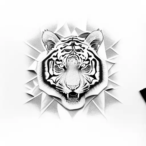 A Fierce Tiger Roaring Amidst A Forest Of Bamboo