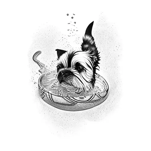 A Blackwork Tattoo Of A Swimming Pool With A Silhouette Of Your Dog Noa Diving Into It