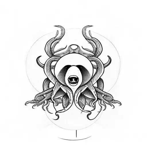 Bear With Ram Horns And Spider Eyes On A Squid Body In A Suit