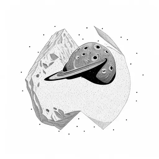 Cowboy Riding An Asteroid Side Profile