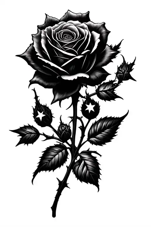 Roses Wrapped With Thorns With Stars