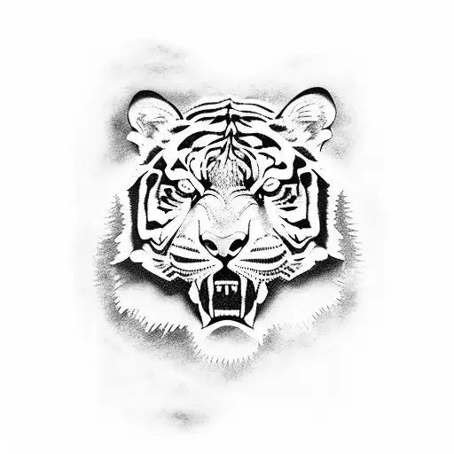 A Fierce Tiger Roaring Amidst A Forest Of Bamboo