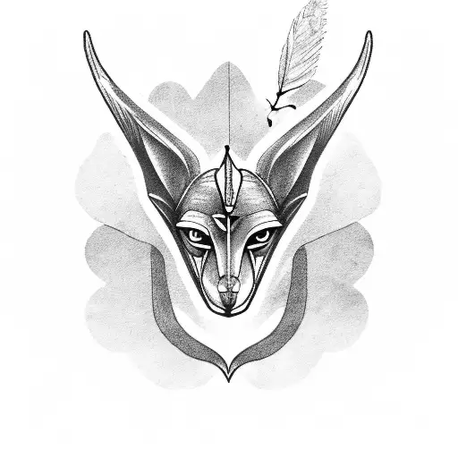 Anubis With Scale In His Hand Measuring A Heart And Feather