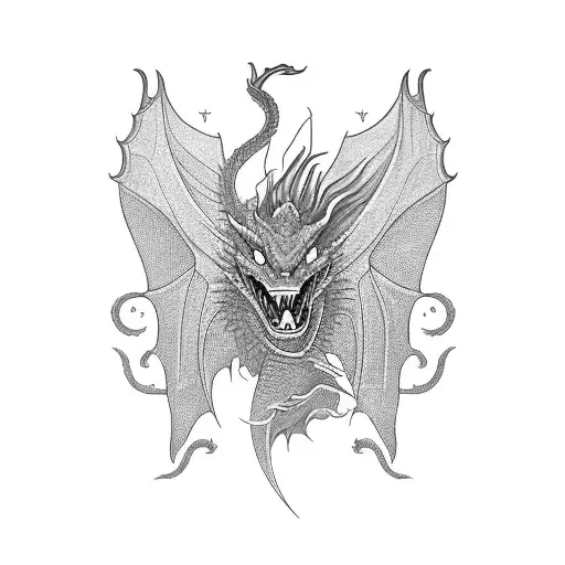 Single English Dragon In The Background Of A Woman