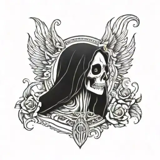 La Santa Muerte On Chest With Script