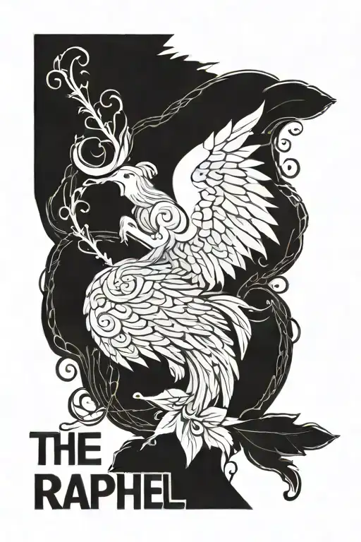 The Name Raphael With Angel Wings On Each Side Of The Name